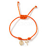Adjustable Brass Religion Cross Virgin Charm Nylon Cord Braided Bracelets GY3057-1-1