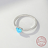 Light Sky Blue Synthetic Opal Heart Finger Ring FM4105-3-4
