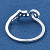 Cat Shape Brass Cuff Rings for Women RJEW-F159-01S-3