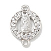 Rack Plating Brass Micro Pave Clear Cubic Zirconia Religion Virgin Mary Connector Charms KK-L224-094P-01-1