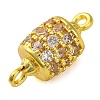 Brass Micro Pave Clear Cubic Zirconia Hollow Column Connector Charms KK-A230-05F-G-2