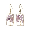 Natural Lepidolite/Purple Mica Stone Chips Tree Dangle Earrings EJEW-JE05734-05-1