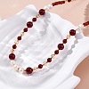 Natural Carnelian(Dyed & Heated) & Rhodochrosite & Freshwater Pearl & Glass Beaded Necklaces NJEW-U026-24G-1