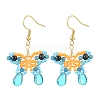 Synthetic Blue Goldstone & Natural Apatite Dangle Earrings EJEW-MZ00318-01-1