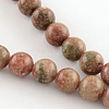 Natural Unakite Gemstone Round Bead Strands G-R289-8mm-1