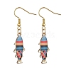 Light Gold Alloy Enamel Dangle Earrings EJEW-JE05607-01-1