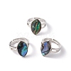 Natural Paua Shell Adjustable Rings RJEW-G260-01P-07-1