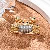 Brass Micro Pave Clear Cubic Zirconia Cuff Finger Rings for Women RJEW-C116-04G-3