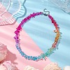 Rainbow Color Glass Chip Beaded Necklaces for Women NJEW-JN05004-2