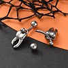 Tooth 316 Surgical Stainless Steel Belly Button Rings/Earrings EJEW-G416-13AS-2