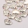 Wedding Theme Antique Silver Tone Tibetan Style Alloy Heart with Step Dad of Groom Rhinestone Charms TIBEP-N005-23B-2