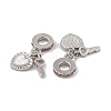 Rack Plating Alloy Light Rose Rhinestone European Dangle Charms FIND-C055-27P-01-2