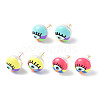 Natural Shell Eye Stud Earrings with Enamel EJEW-G334-05-1