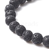 Natural Lava Rock & Alloy Saint Benedict Medal Beaded Strech Bracelet for Women BJEW-JB09345-01-3