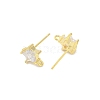 Brass Micro Pave Clear Cubic Zirconia Stud Earring Findings KK-Z099-02G-04-3