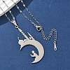 201 Stainless Steel Hollow Moon with Castle and Prayer Pendant Necklaces for Ramadan & Eid Mubarak NJEW-D318-05P-3