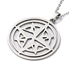 201 Stainless Steel Star Pendant Necklace with Cable Chains NJEW-Q317-03P-3