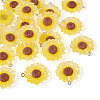 Translucent Resin Flower Pendants RESI-TAC0010-99-11