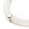 White Acrylic Curved Tube Chunky Stretch Bracelet with CCB Plastic for Women BJEW-JB08126-01-5