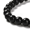 Natural Shungite Round Beaded Stretch Bracelets BJEW-NH0001-01C-2