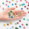 Square with Glitter Powder Mosaic Tiles Glass Cabochons DIY-P045-04-4