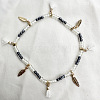 Bohemian Style Alloy Feather Charm Tassel Plastic Seed Beaded Stretch Anklets FS-WGB8A48-03-1
