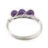 Natural Mixed Gemstone Bead Finger Ring RJEW-JR00585-5
