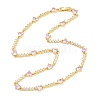 Brass Pave Pink Cubic Zirconia Heart Link Chain Necklaces KK-CBA4547-16A-G-5