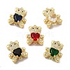 Rack Plating Brass Micro Pave Clear Cubic Zirconia Connector Charms KK-C013-01G-1