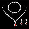 Alloy Rhinestone Pendant Necklaces & Earrings Sets for Women WGE8301-10-1