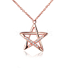 TINYSAND 925 Sterling Silver Star Rhinestone Pendant Necklaces TS-N264-RG-1