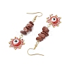 Evil Eye Natural Red Jasper Chip & Seed Beads Dangle Earrings EJEW-MZ00166-03-4