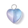 Heart Gradient Color Baking Paint Transparent Glass Pendants PALLOY-JF03264-02-3