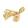 Rack Plating Brass Clear Cubic Zirconia & Enamel European Dangle Charms KK-U035-28G-2