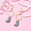 Rack Plating Alloy Cat Dangle Leverback Dangle Earrings EJEW-JE05502-04-3