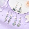Ocean 304 Stainless Steel Pave Natural Paua Shell Dangle Earrings for Women EJEW-JE07437-1
