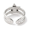 304 Stainless Steel Open Cuff Ring for Women RJEW-F166-06P-01-3