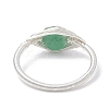 Horse Eye Natural Green Aventurine & Amethyst & Rose Quartz Finger Rings RJEW-JR00843-02-5