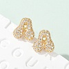 Brass Micro Pave Clear Cubic Zirconia Stud Earrings EJEW-Z091-04G-5