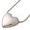 Non-Tarnish 304 Stainless Steel Heart Pendant Round Snake Chain Necklaces for Women X-NJEW-G142-04P-1