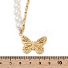 304 Stainless Steel & Plastic Imitation Pearl Butterfly Pendant Necklaces NJEW-L157-04G-5