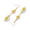 Cowrie Shell Flower Dangle Earrings EJEW-MZ00250-02-4