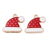 Christmas Theme Barrel Plating Alloy Enamel Pendants PALLOY-S192-01KCG-03-1