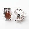 Owl Brass Synthetic Goldstone Finger Rings RJEW-L074-02-1