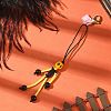 Halloween Theme Skeleton Glass Seed & Natural Black Onyx & Synthetic Turquoise Beaded Pendant Decorations HJEW-MZ00284-03-1