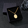 2Pcs Stainless Steel Saint Benedict Oval Medal Pendant Wheat Chain Necklaces NJEW-DC0001-20G-5