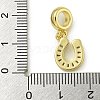 Rack Plating Brass Pave Clear Cubic Zirconia U Shape/Horse Shoes European Dangle Charms KK-Z067-40G-02-3