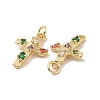 Cross Brass Micro Pave Colorful Cubic Zirconia Pendants KK-G406-33G-3