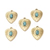 Vacuum Plating 201 Stainless Steel Natural Turquoise Pendants STAS-C064-VC1017-4