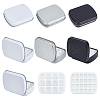 4Pcs 4 Styles Rectangle Iron Platic Tin Cans with Hinged Lid CON-AR0001-15-1